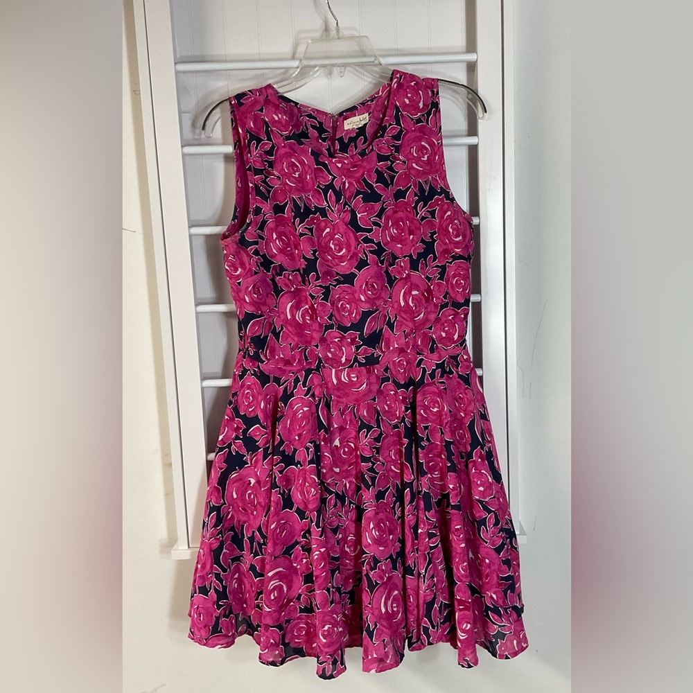 Navy and pink floral dress